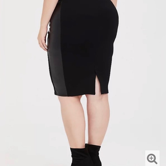 TORRID PONTE PENCIL SKIRT WITH FAUX LEATHER PANELS - Picture 2 of 5